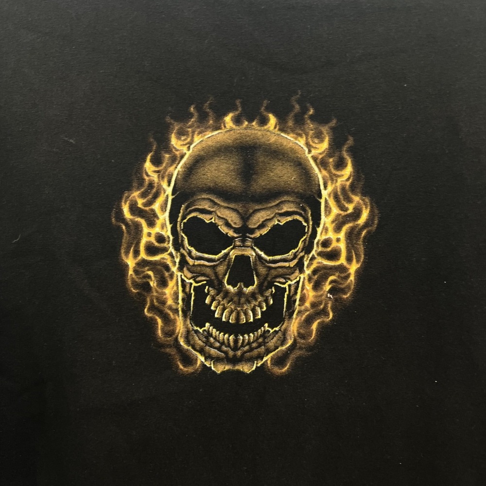 vintage Y2K Flame Skull T Shirt Mens L Pinkman Hip Hop Grunge Skater MMA Tapout - Picture 6 of 10
